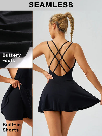 Summer Tennis Wear Womens Dresses Sportswear Woman Gym Dresses Bra Jumpsuit Shorts Leggings Women's Tracksuit Sport Yoga Clothes