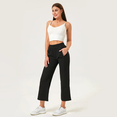 Women's Wide Leg Yoga Ninth Pants High Waisted Joggers Casual Sweatpants Pockets Sports Clothes Pilates Tracksuit Baggy Pants