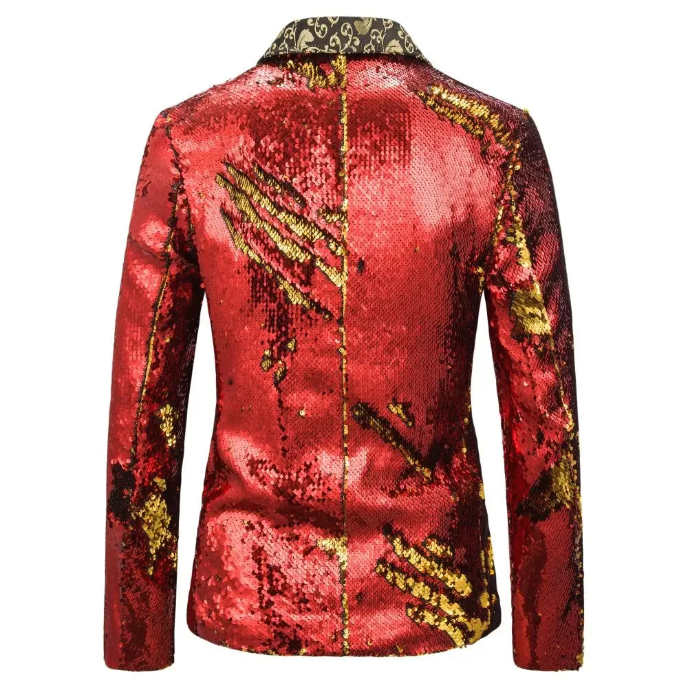 Men's Suit Shiny two-tone sequin shawl Collar suit Men's Wedding Groom Singer Dance Sequin Suit Jacket DJ Club Stage Men's suit