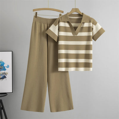 New Two Piece Outfits for Women Sweater Sets Knit Lounge Set Pullover Tops and High Waisted Short Pants 2 PCS Casual Sweatsuit