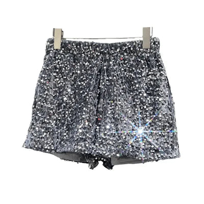 Hot Girl Y2k European and American Style Sequined Shorts Slim Fit Suede Embroidered Sequined Casual Hot Pants for Women