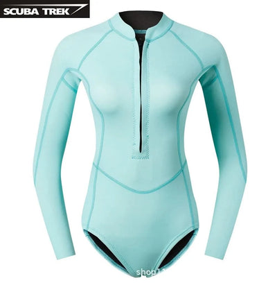 Women 2mm Bikini Diving Wetsuit Long Sleeve Scuba Dive Snorkeling Clothes Surfing Kayak Suit Black Pink Neoprene Swimwear