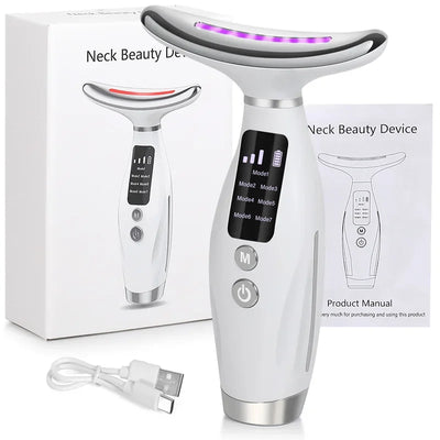 2025 EMS Micro-current Neck Face Beauty Device 7 Color Facial Massager for Enhanced Face Neck and Shoulder Care with Vibrating