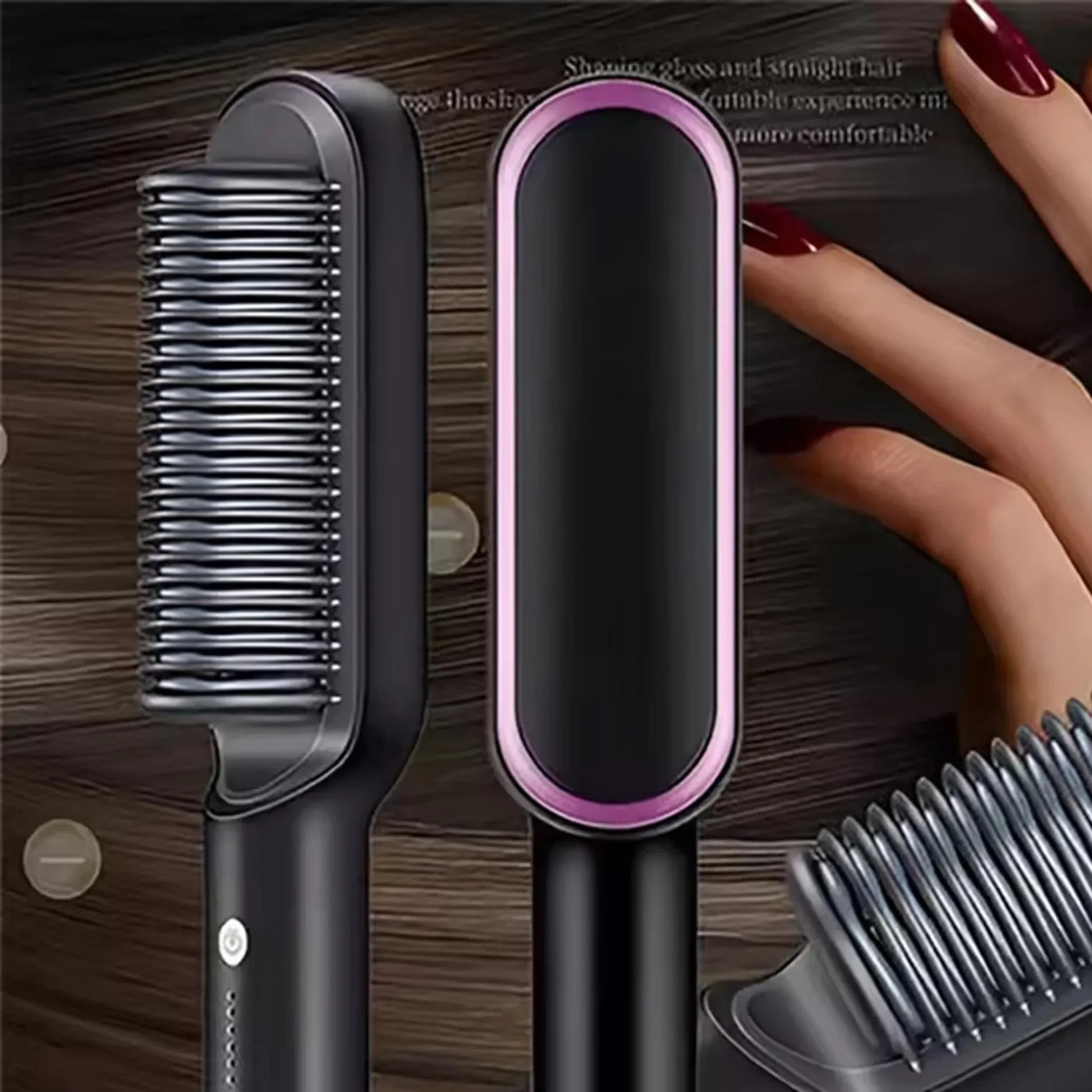 1pc Professional 2-in-1 Hair Straightening Brush - Wet & Dry Use, Versatile Styling Tool for Straightening and Curling