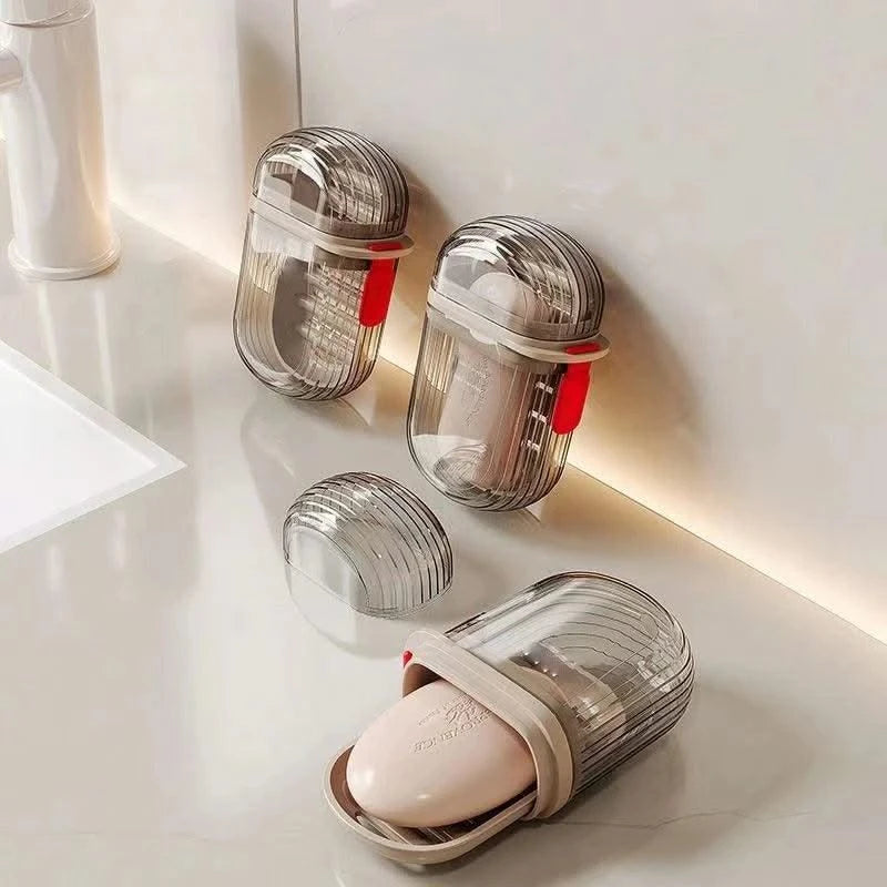 Soap Dish with Drain WaterLuxury Travel Soap Case Sealed Portable Container Mini Soap Box Compact Storage for Business Trips