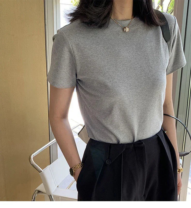 2025 Summer T shirts for Women Men Brown Casual Female Korean Streetwear Tees Unisex Basic Solid Young Cool Oversized Tops