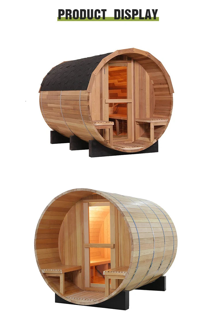 Panoramic Glass Luxury Barrel Sauna Outdoor 4-6 People Use Customize Sauna Room for Spa