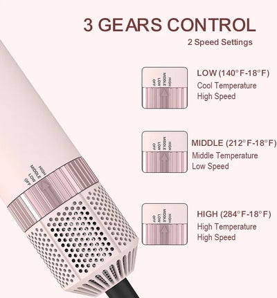 Hair dryer brush detachable 5-in-1 styling and drying system for quick drying, curl smoothing and styling, straightening brush