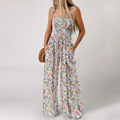 Summer Sexy Sling Jumpsuits Women'S Fashion Printed Loose Pencil Pants Casual Streetwear Elegant Party Female Spaghetti Rompers
