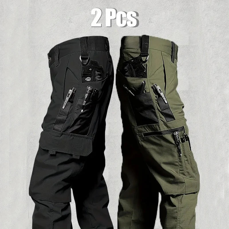 Men's Outdoor Work Pants 2-Pcs Tactical Cargo Trousers New Multi-pocket Wear-Resistant Workwear Outdoor Waterproof Hiking Pants