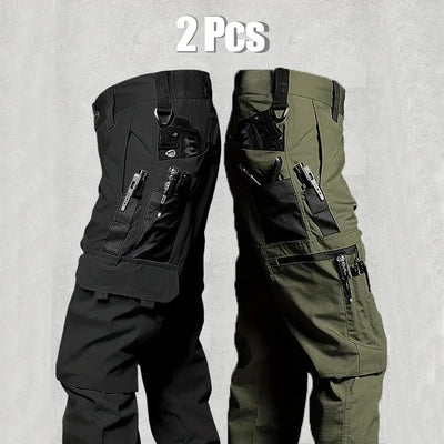 Men's Outdoor Work Pants 2-Pcs Tactical Cargo Trousers New Multi-pocket Wear-Resistant Workwear Outdoor Waterproof Hiking Pants