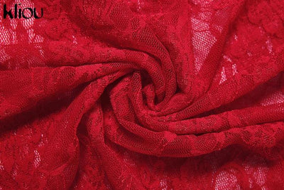 kliou Lace Patchwork Women Maxi Dress Sexy Coquette Drawstring Wrapped Chest Body-shaping Vestidos Female Stunning Clubwear Robe