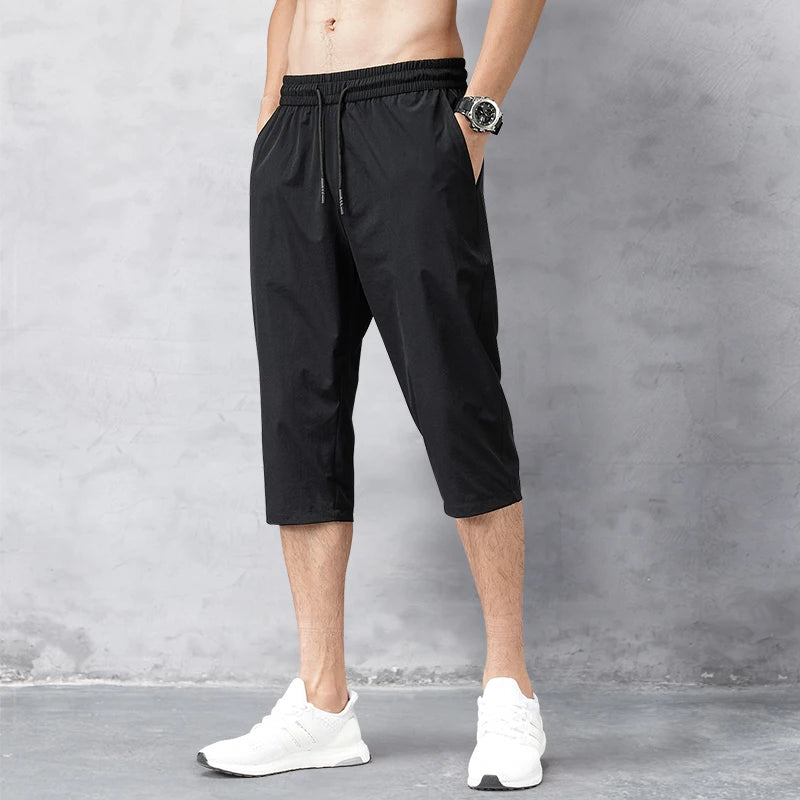 Summer Cropped Trousers for Men, Ice-Feel Breathable Stretch Trousers, Casual Versatile Shorts