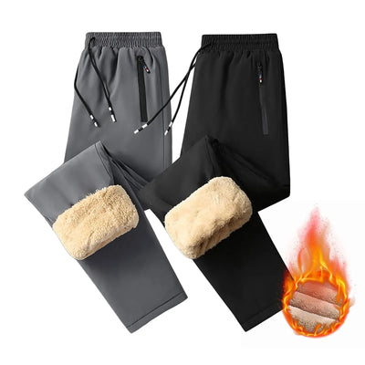 Winter Zip Pockets Thicken Fleece Sweatpants Women Joggers Black Grey Down Cotton Warm Pants Waterproof Thermal Trousers