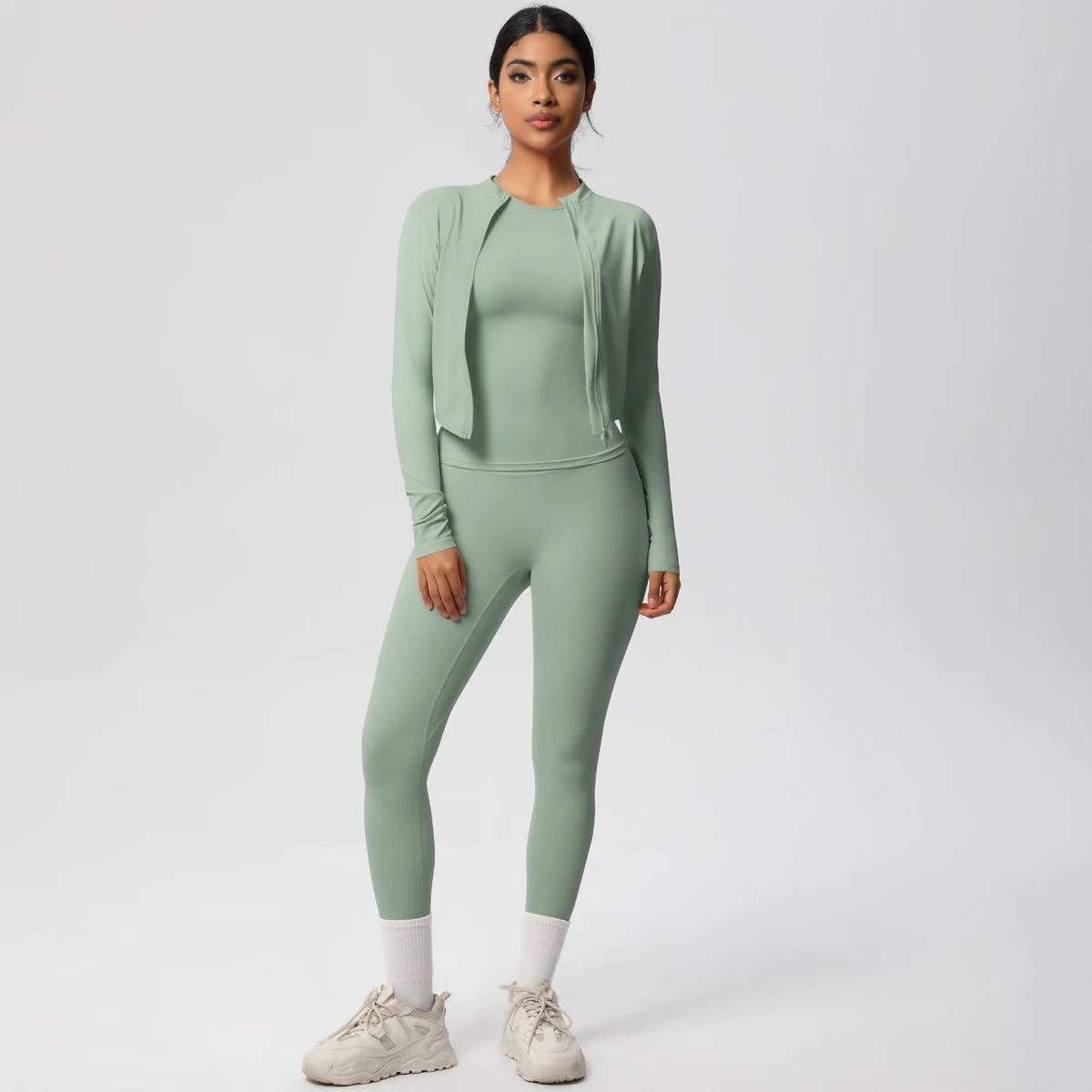 Women Sportswear Yoga Set Workout Clothes Athletic Wear Sports Gym Legging Fitness Top Long Sleeve Yoga Suit ﻿