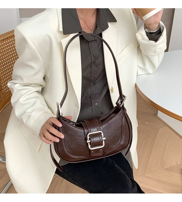 Fashion Handbags For Women Half-moon Leather Hasp lady Shoulder Crossbody Bag Luxury Designer Ladies Underarm Bags Hobo coffee