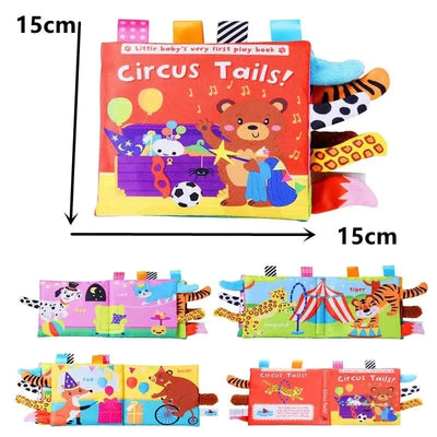 Montessori Education Baby Toys Busy Book Cartoon Animals Tail Interactive Parent-Child Fun Baby Cloth Book Baby Toys 0 6 Months