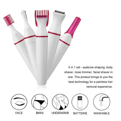 5 In 1 Set Women Epilator Female Eyebrow Trimmer Lady Shaver Hair Removal Shaver Machine Face Depilador Bikini Depilatory Tool