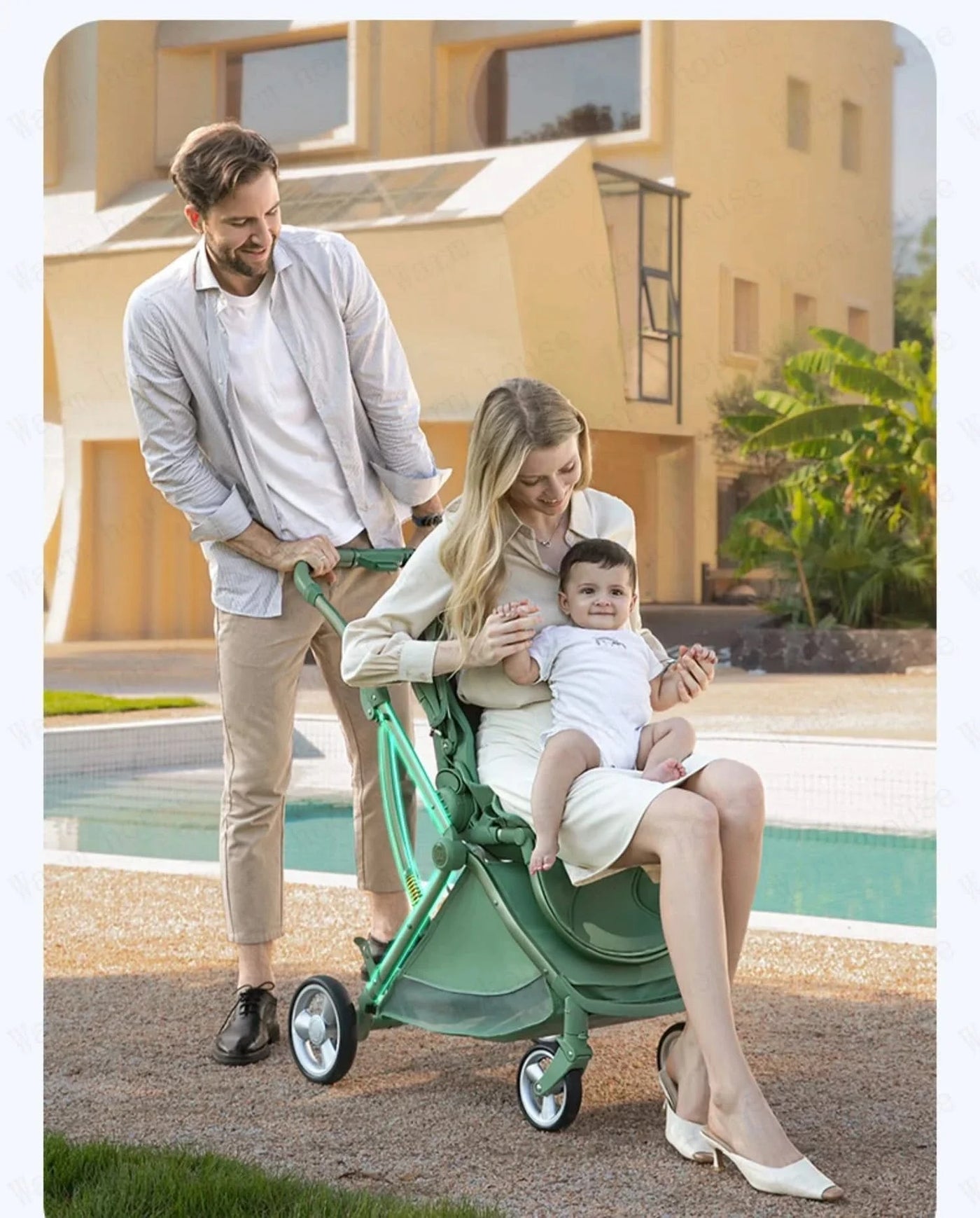 Portable Foldable Baby Stroller, High View Two-way Baby Stroller, Lightweight Travel Baby Stroller,  Adjustable Backrest