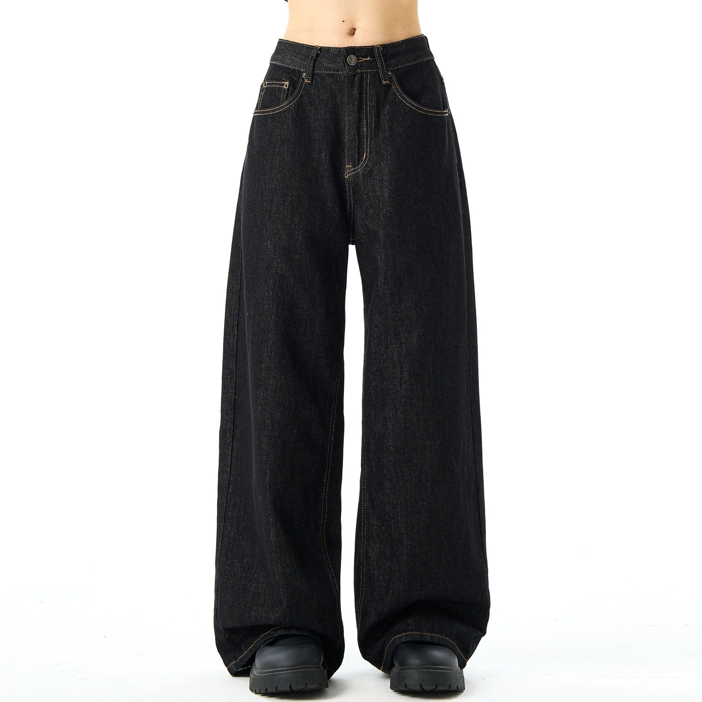 DM Men's Jeans Casual Baggy Black New Spring and Autumn Pants Straight Wide Leg Fashion Unisex Good Quality Trousers for Men