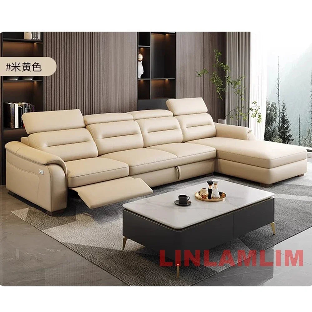 MANBAS Multifunctional Convertible Sofa Bed With Eletric Recliner, Folding Sofa Cama With Power Reclining Seats & Storage Box
