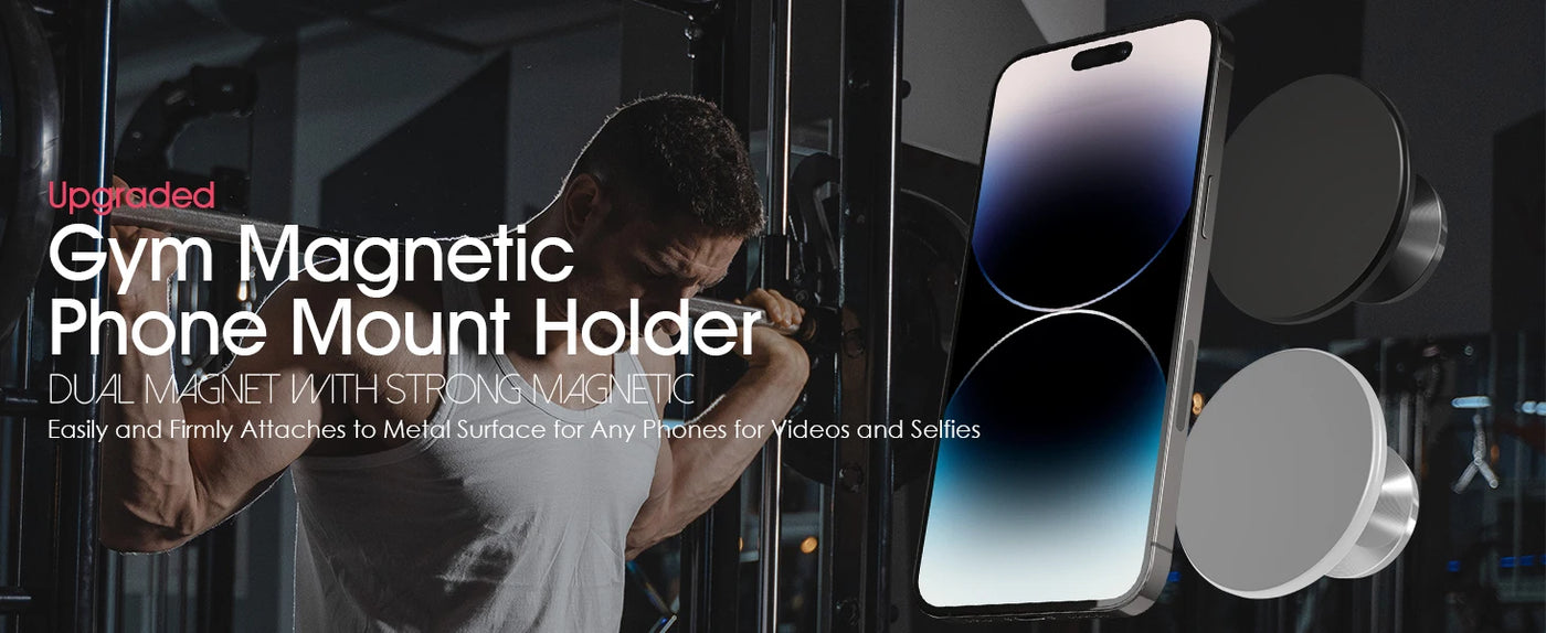 Gym Mate Magnetic Phone Mount &Double-sided Magnetic Suction Phone Holder for MagSafe. Shoot Hands-Free Videos While Working Out