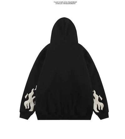 Hooded Sweatshirt Men's Women's Cross Embroidery Couple Trend Street Loose Hoodies for Men Clothing Youth Autumn Spring