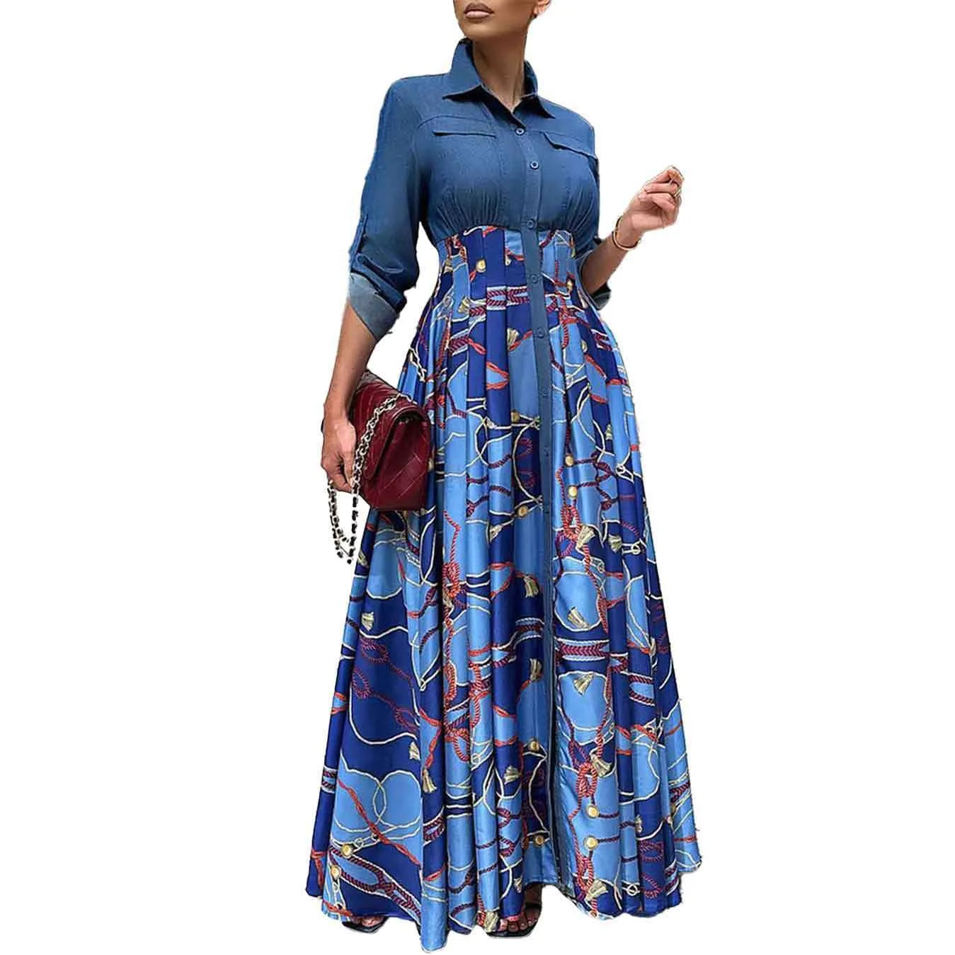 Elegant Dresses for Women Turn Down Collar Single Breasted High Waisted Floor Length Luxury Birthday Party Dinner Vestidos Mujer
