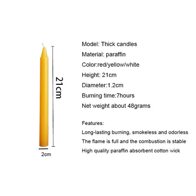Emergency Lighting Candle, Red, White, Yellow, 2cm Diameter, 21cm Height, Worship Sacrifice, Romance Pray, 10Pcs per Lot