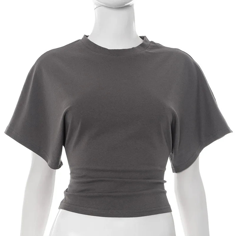 Women's cotton t-shirt summer 2025 baggy crop top French style elegant blouses Sense of design Short sleeve tee casual y25tp031