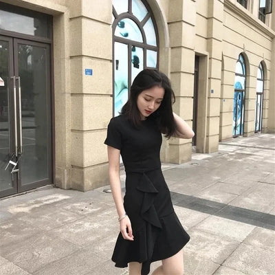 Midi Ruffle Women's Dress Soft Black Female Dresses Harajuku Elegant and Beautiful on Sale Clearance New in Clothing Hot Retro X