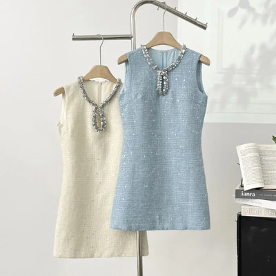 High Quality Luxury Small Fragrance Tweed Dresses For Women 2025 Sweet Short Summer Dress Party Vestidos Robes Roupas Feminina