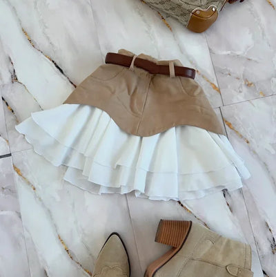 Women's Midi Dress 2025 Summer New Ruffled Cake Short Skirt High Waisted Denim Skirt Casual Bottom Female Womens Y2K Short Skirt