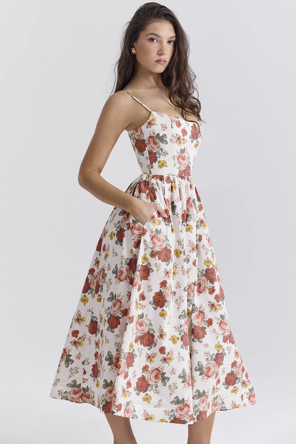Elegant floral prints Dresses for summer women's dresses 2024 New Skinny Sexy Backless SLeeveless High Waist Maxi Sling Dress