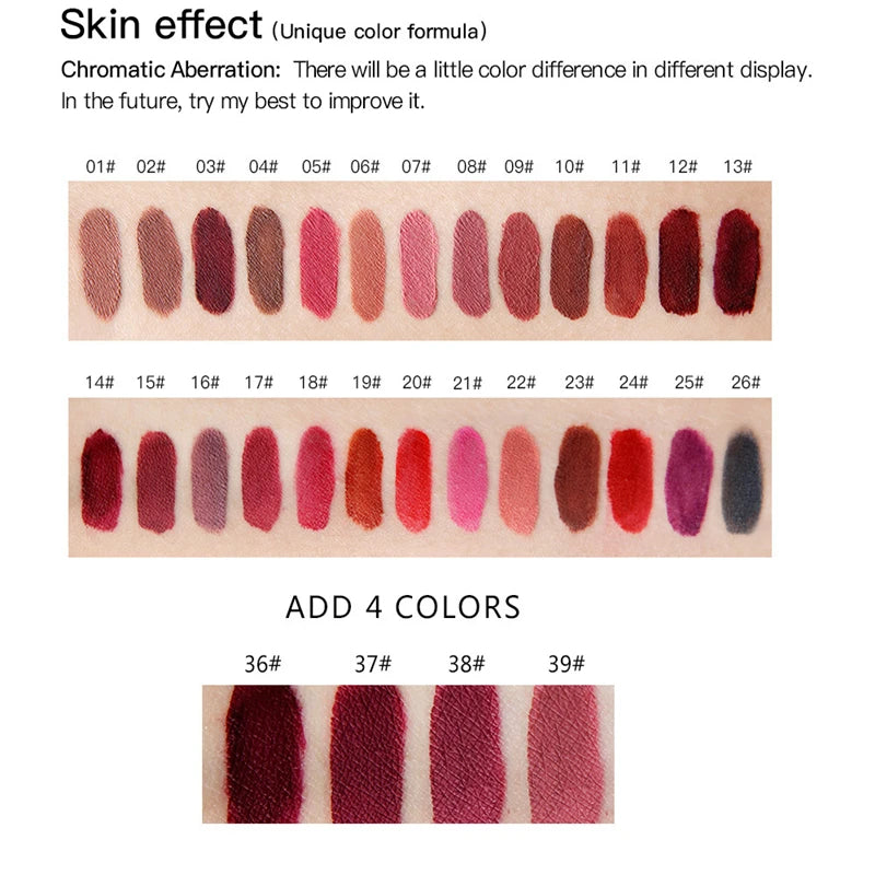 NICEFACE 34 Color Lip Gloss Waterproof Nude Matte Liquid Lipstick Moisturizing Long Lasting Lipgloss Lip Makeup Beauty Cosmetics