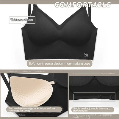 Women Invisible Bra Deep U Plunge Bras Backless Top