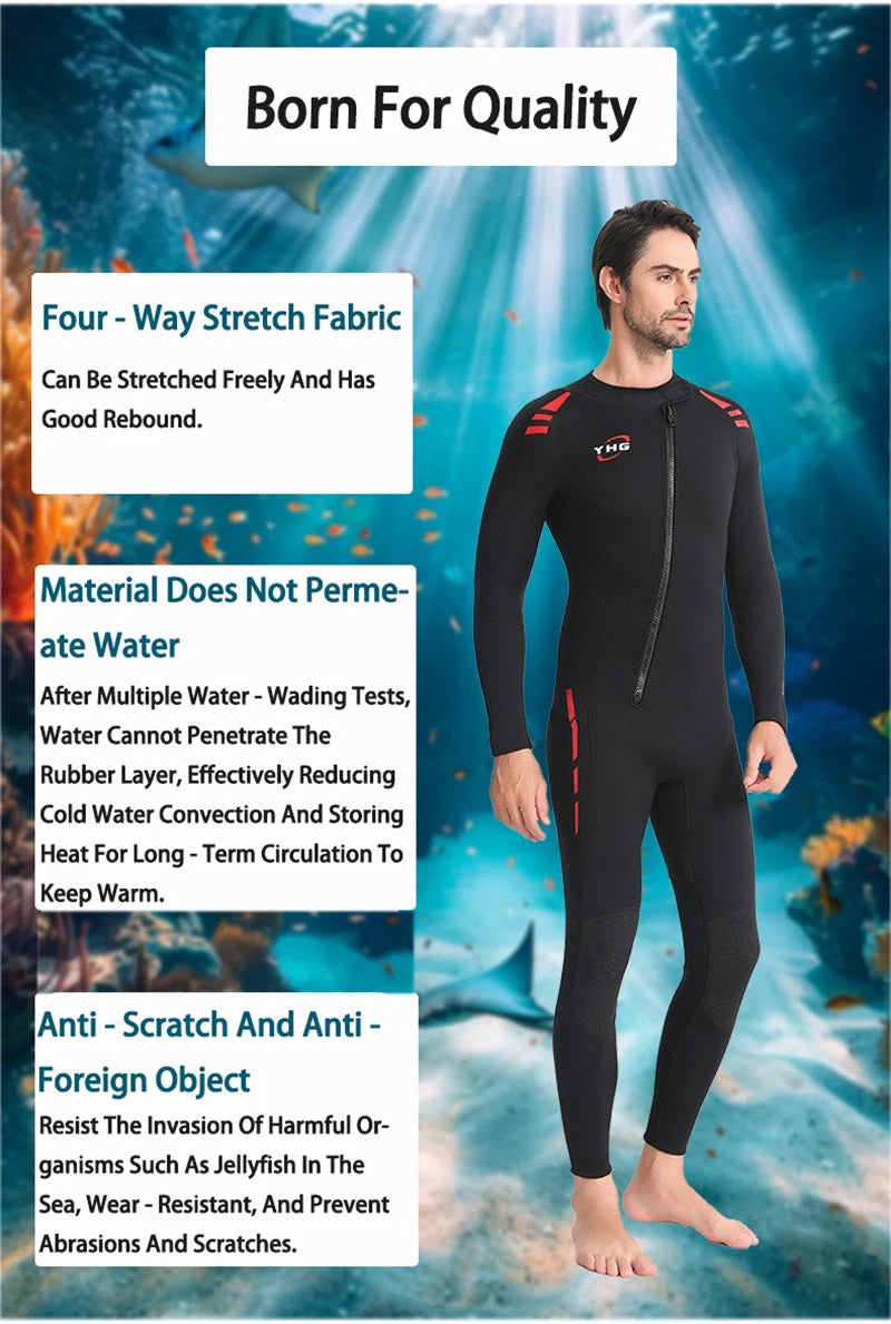 3MM Full-Body Wetsuit: Ideal for Diving, Surfing, Fishing, Rescue Missions & All Water Adventures – 3mm SCR Warmth, Durable