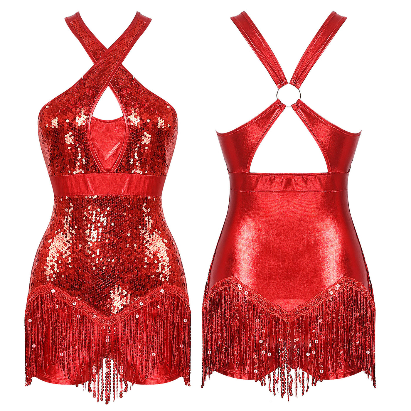 Women's Sequin Dance Dress Latin American Dance Costume Body Sleeveless Classical Samba Rumba Dresses Jazz Ballerina Dancewear