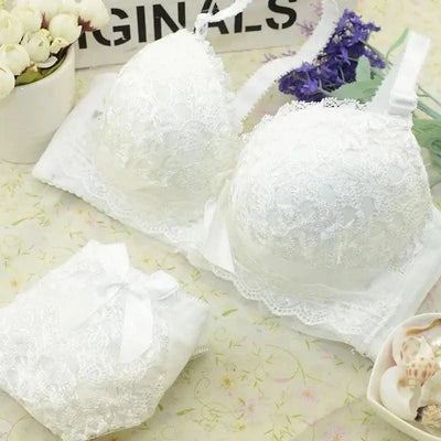 Women Wireless Sexy Bra Set Low Waist Panties Nonwire Bralette Lingerie Set Soft Brassiere Female Fashion Underwear Big Size Set