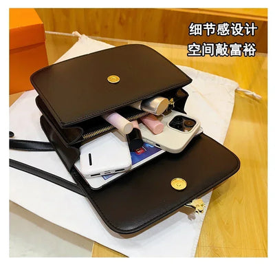 Designer 2025 Women's Luxury Solid Color Leather Handbag Fashion Crossbody Shoulder Purse Elegant Tote Handbag