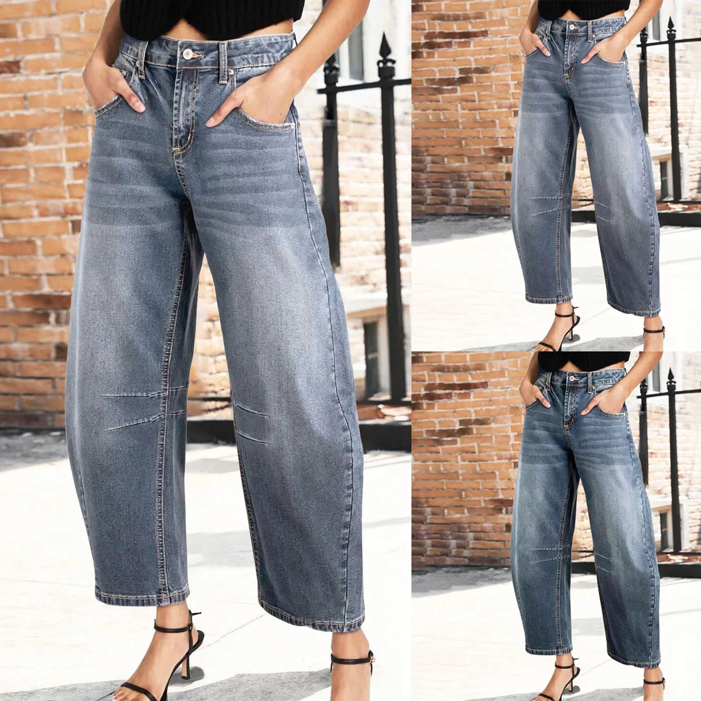 Designer Wide Leg Pants For Women Mid Rise Barrel Jeans For Women Wide Leg Mid Waist Cropped Denim Summer Shorts For Women Jean