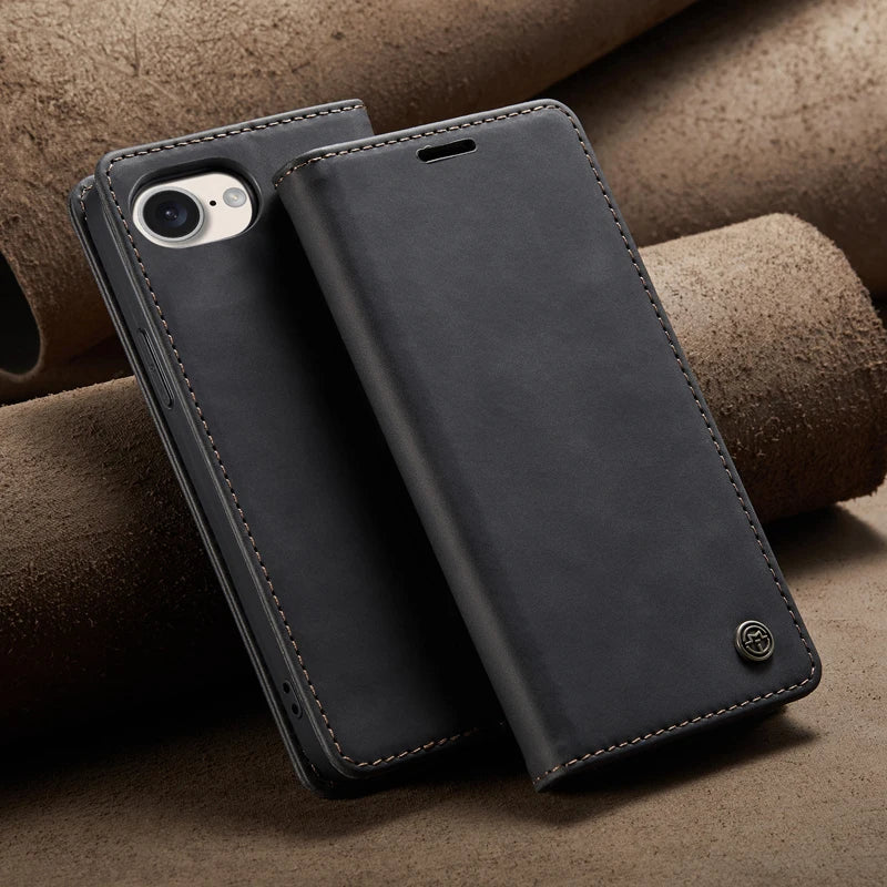 Flip Wallet Case for iPhone 16e 2025 Magnetic Folio Leather Cover with Card Holder Kickstand Shockproof Durable Protective Shell