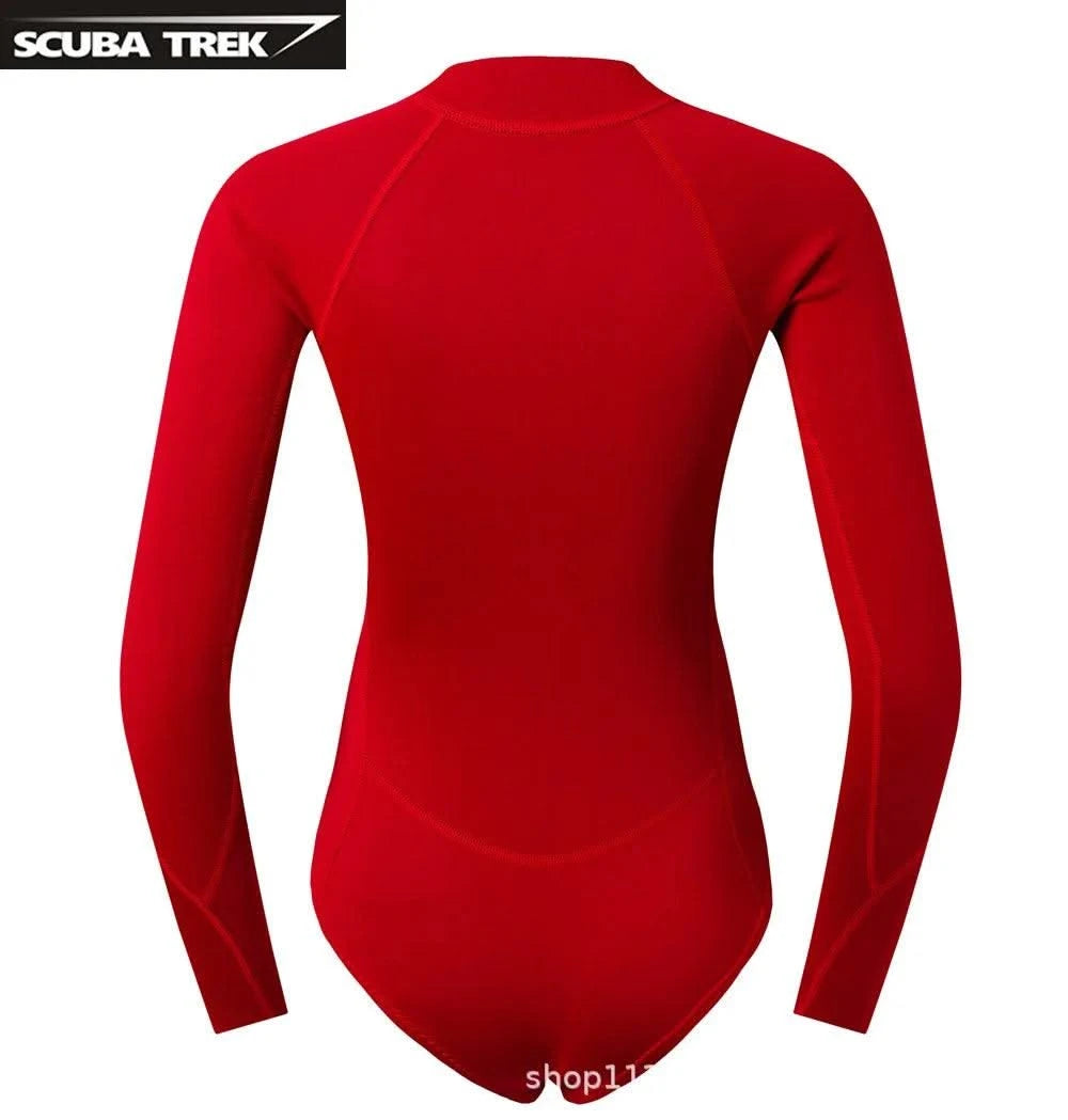 Women 2mm Bikini Diving Wetsuit Long Sleeve Scuba Dive Snorkeling Clothes Surfing Kayak Suit Black Pink Neoprene Swimwear
