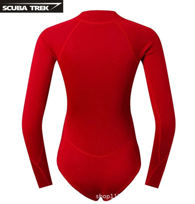 Women 2mm Bikini Diving Wetsuit Long Sleeve Scuba Dive Snorkeling Clothes Surfing Kayak Suit Black Pink Neoprene Swimwear