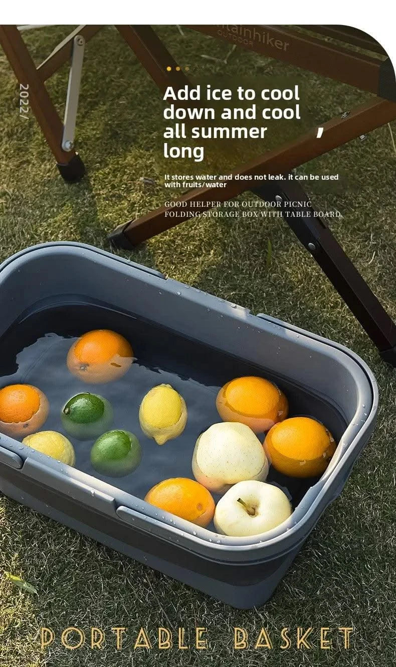 garden  Multi functional hand-held basket storage box for picnic, outdoor camping, picnic basket set, folding water bucket