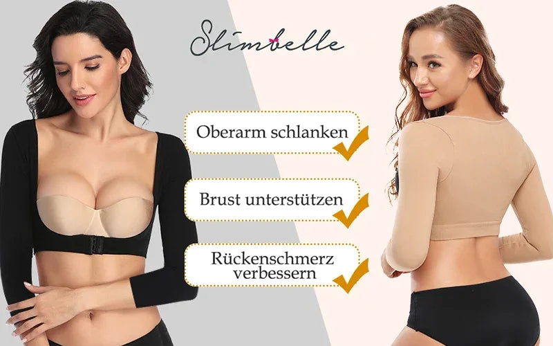 Upper Arm Shaper Post Surgical Slimmer Compression Sleeves Posture Corrector Tops Shapewear for Women 3/4 Sleeve Crop Top Nude