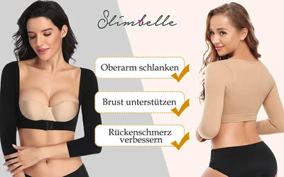 Upper Arm Shaper Post Surgical Slimmer Compression Sleeves Posture Corrector Tops Shapewear for Women 3/4 Sleeve Crop Top Nude