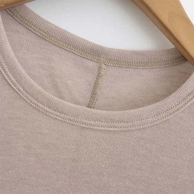 Women Crew Neck Fitted Long Sleeve Semi Sheer T-shirt