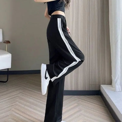 Wide-leg Pants for Women in Spring and Autumn High Waist Loose Straight Slim Striped Floor-moving Suit Pants
