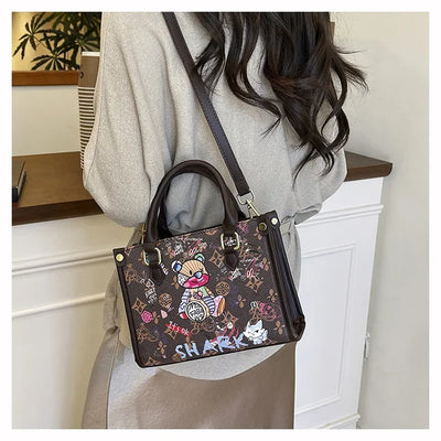2025 Designer-Inspired Doodle Handbag - Women's Elegant Shoulder Tote, Spacious Summer Crossbody Purse with Top Handle